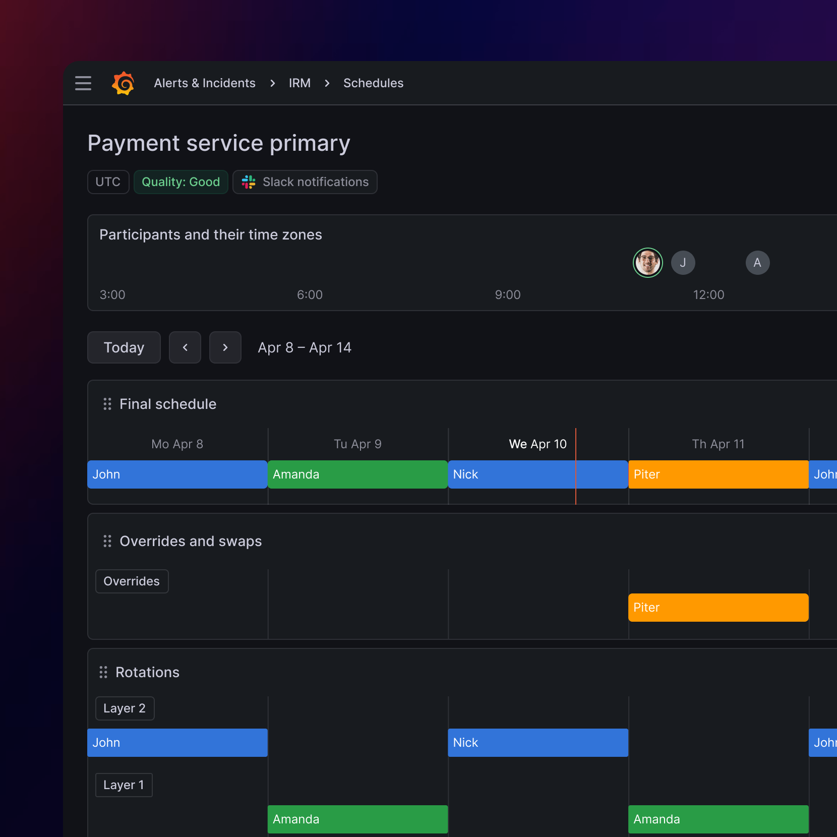 Grafana OnCall schedules